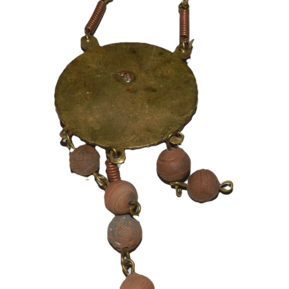 Vintage Copper And Clay Mayan Aztec Pendant Bead Necklace Very Rare! - Picture 5 of 10